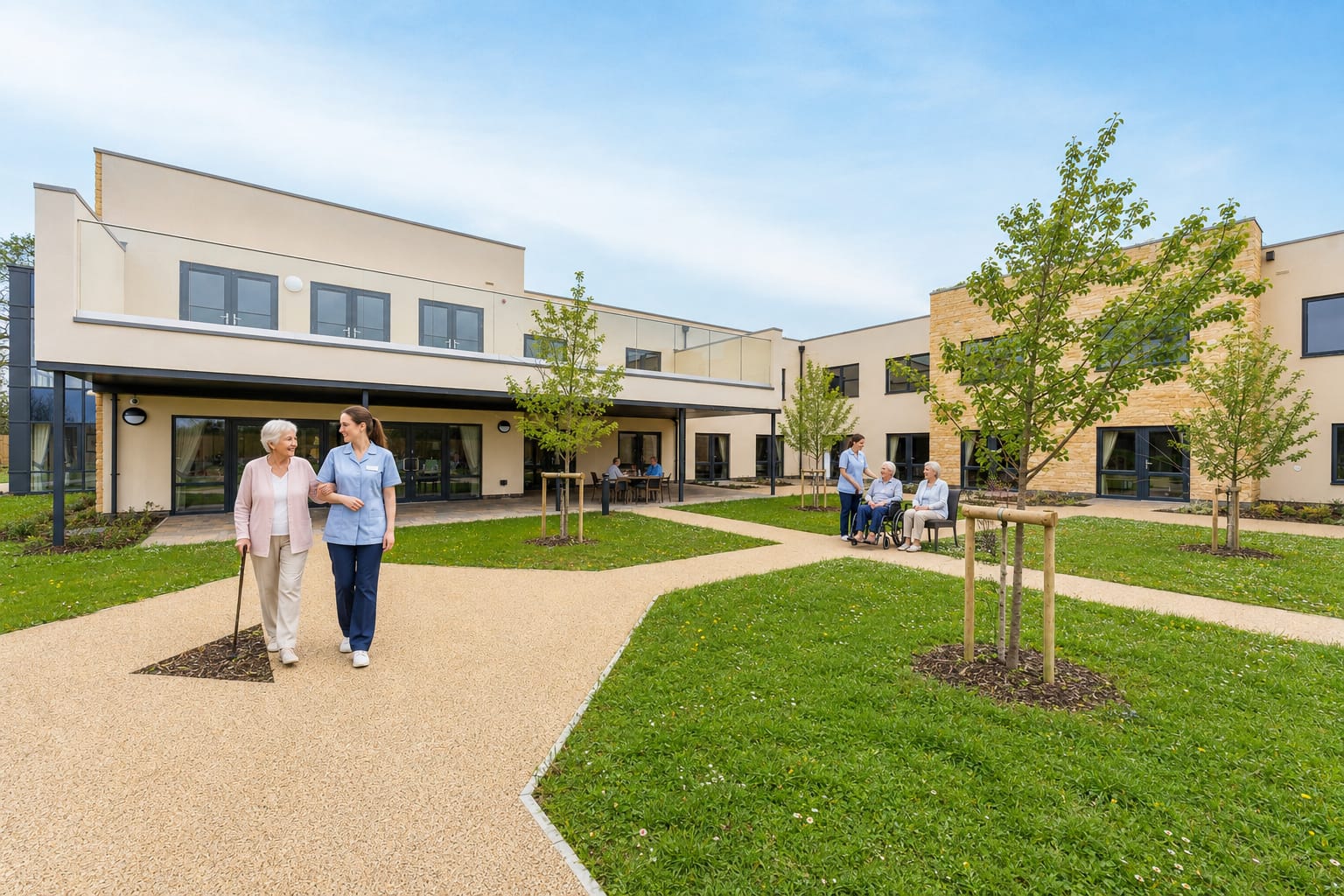 Resident receiving trusted residential care at Esmere Gardens Nursing Home in Moreton-in-Marsh